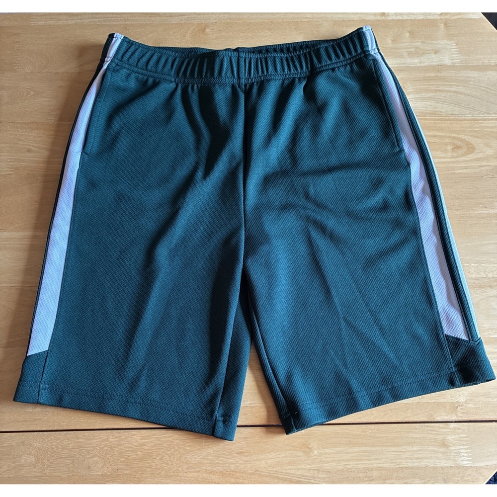 Lands'End Boys Athletic Shorts Green/ White Stripes Size 14-16 *READ